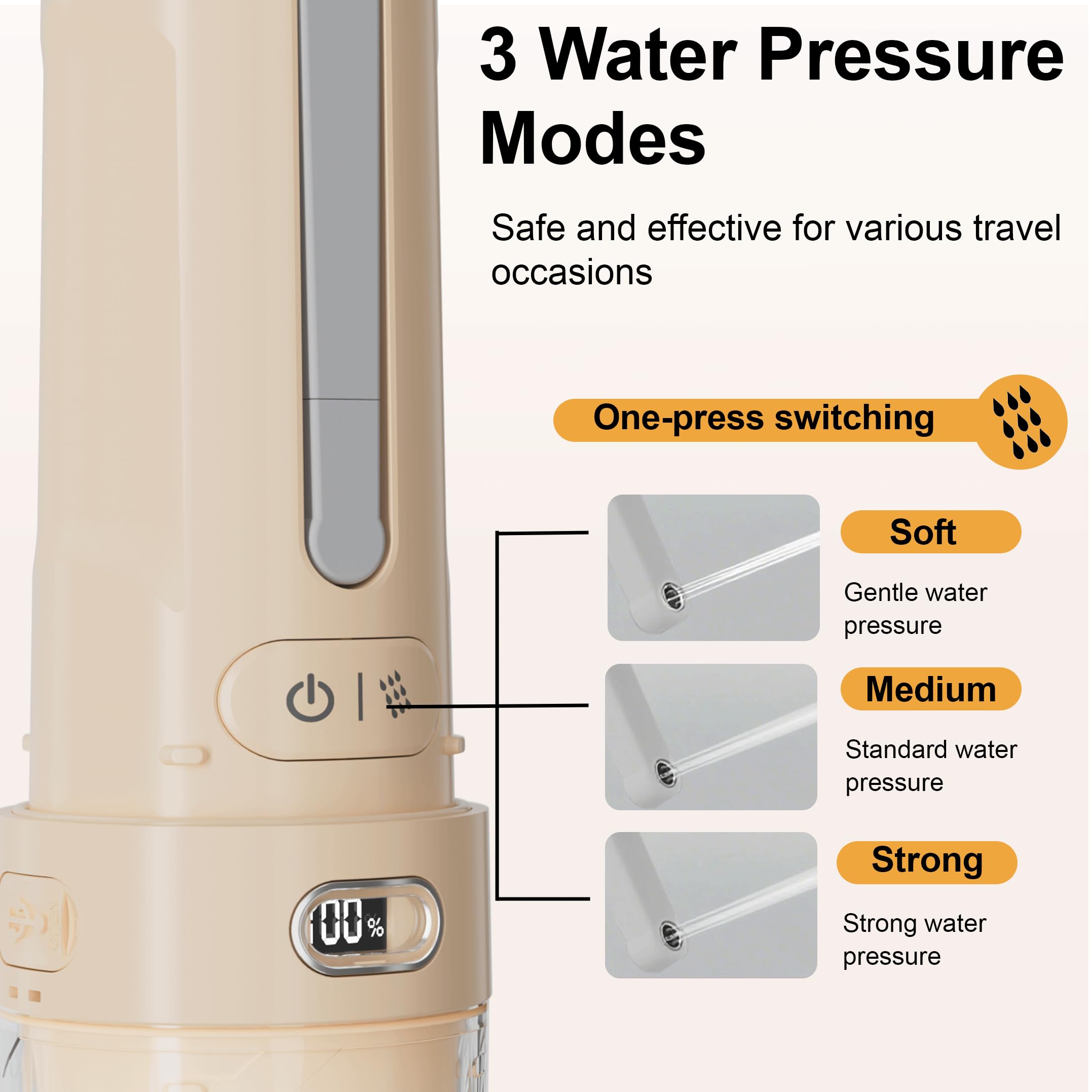 Bidet elettrico portatile per post-partum e donne, spruzzatore portatile silenzioso con 3 modalità di pressione, 1600 mAh ricaricabile USB-C, impermeabile IPX7 (arancione chiaro)