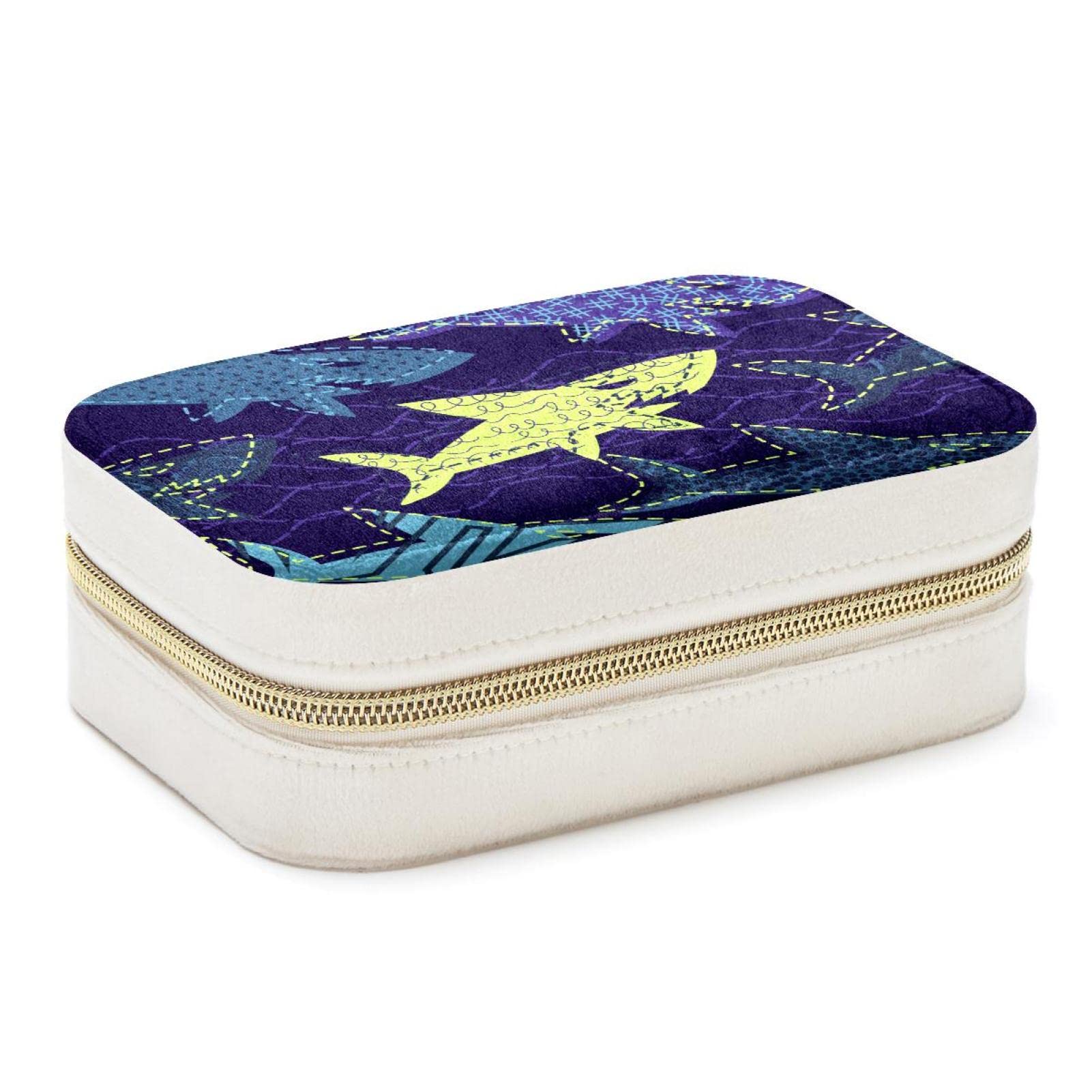Boîte à bijoux de voyage requin violet portable pour protéger vos bagues en vacances