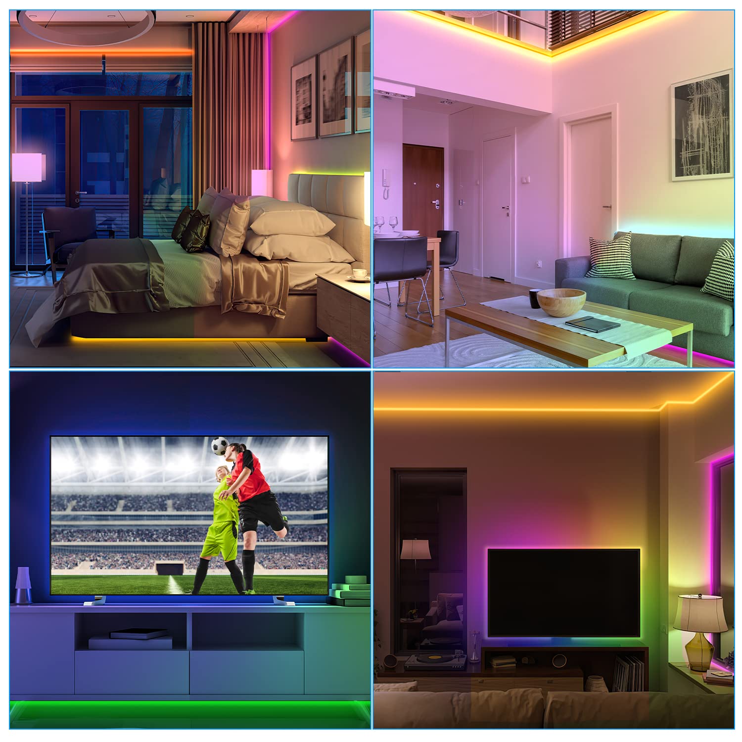Sonnewelt Juego de tiras LED 30 M RGB, 5050, autoadhesivas, regulable, 12 V, con mando a distancia de 24 teclas, 16 colores, para habitaciones grandes, salón, techo e interior