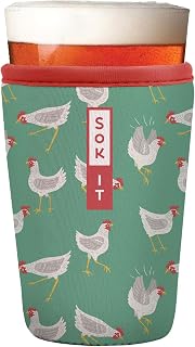 Sok It PintGlassSok Beer Glass Sleeve Insulated Neoprene Cover (Flew The Coop, Pint Glass Sleeve)