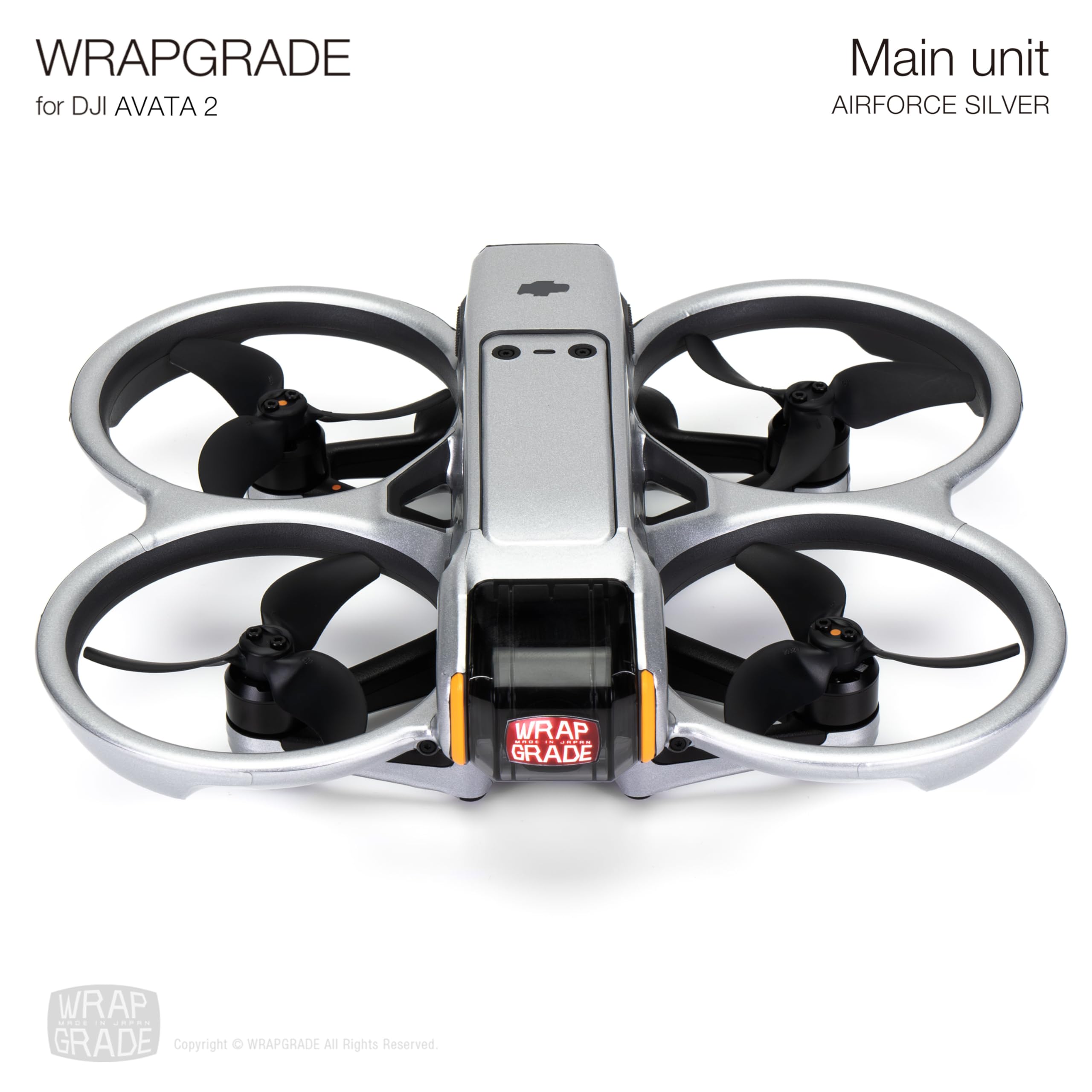 WRAPGRADE Skin Stickers Compatible with DJI Avata 2 (Airforce Silver)