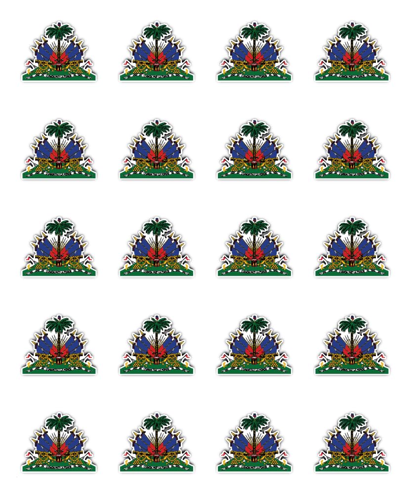 25mm 20 x Haiti Coat of Arms HT Stickers for Car, Laptop and More