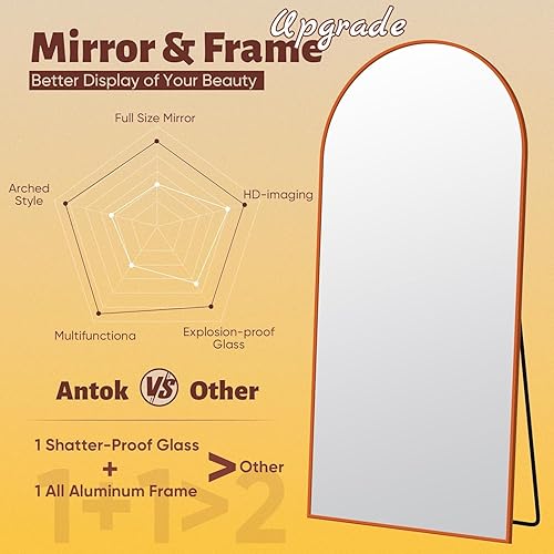 Miniatura 5 de Espejo de longitud completa, espejo de piso de 57 x 19 pulgadas, espejo de pie de arco independiente con soporte para dormitorio, espejo montado