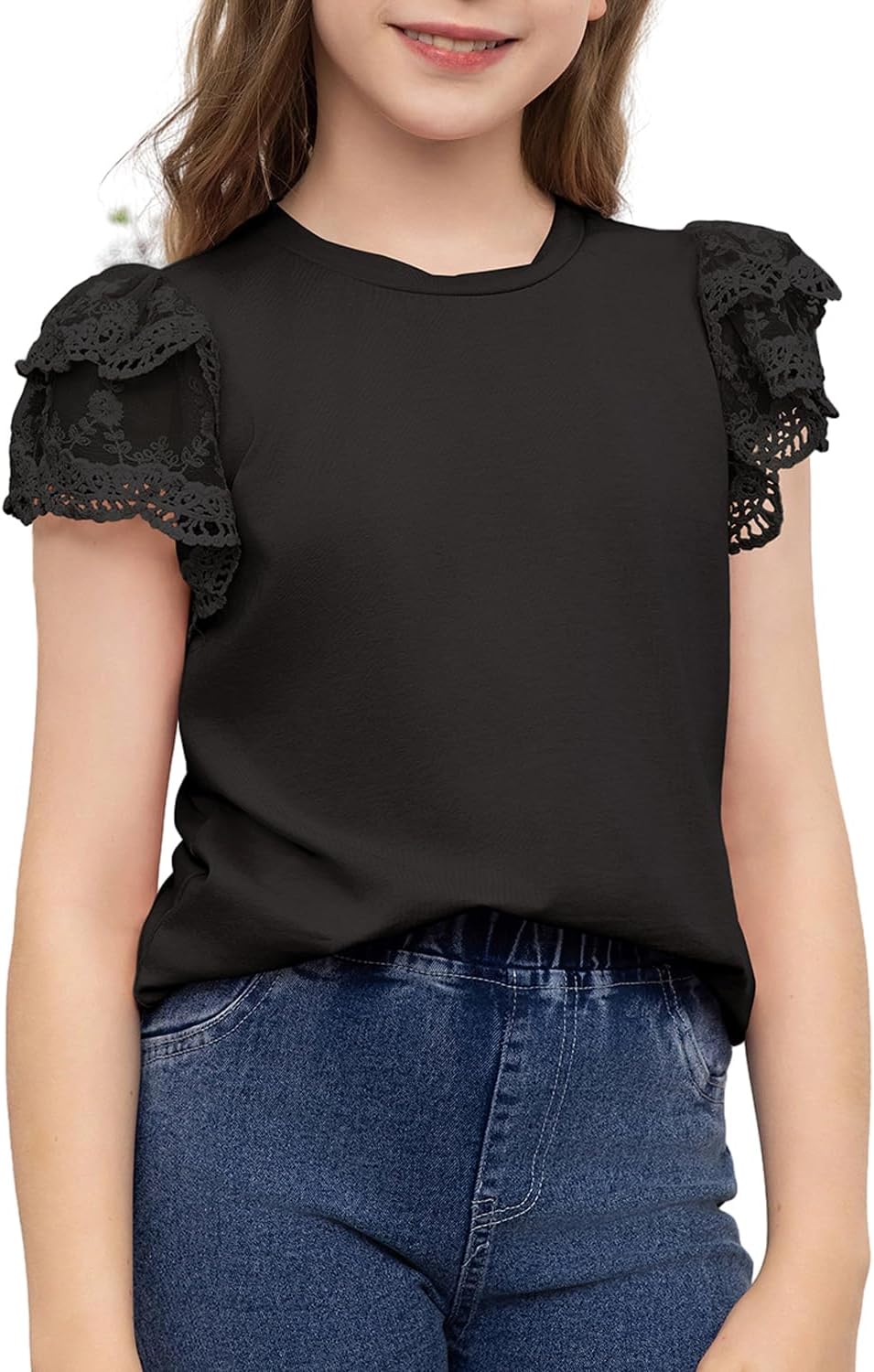 blibean Teen Girls Tshirt Cotton Flowy Short Sleeve Button Tops Size 6-15 Years