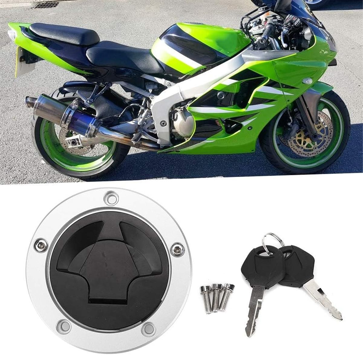 Bouchon de réservoir de moto verrouillable – Compatible avec les modèles ER400/650, ZX6R, ZX636, Z750/800