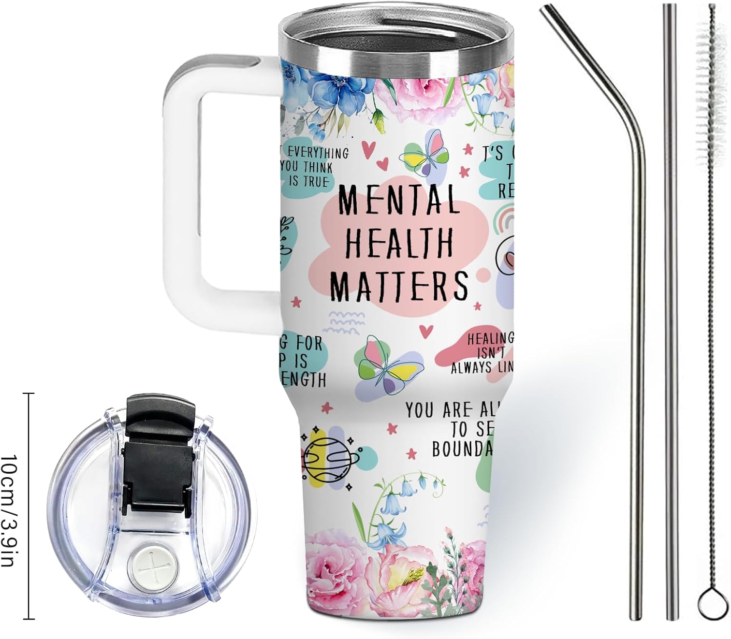 Mental Health Gifts for Women Positive Daily Affirmations Cup Tumbler 30oz - Sobriety, Self Love, Inspirational, Motivational Gifts Coffee Travel Mugs for Women, Therapy/Counseling/Therapist Gift - Image 7