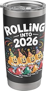 Rolling Into 2026 Funny New Year Cheese Scooter Family Stainless Steel Insulated Tumbler