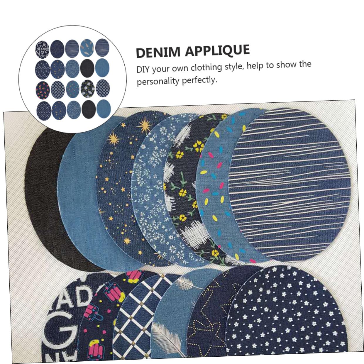 Lurrose 60stücke Bedruckte Denim Applikationen Diy Patches Für Jeans Und Kleidung Zufällige Farben Für Kreative Reparaturen Und Gestaltung