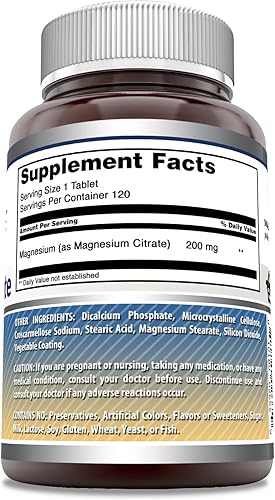 Miniatura 5 de Amazing Formulas Magnesium Citrato  200 mg, 240 comprimidos  Soporta el sistema inmunológico, cardiovascular, músculo, hueso y salud nerviosa,