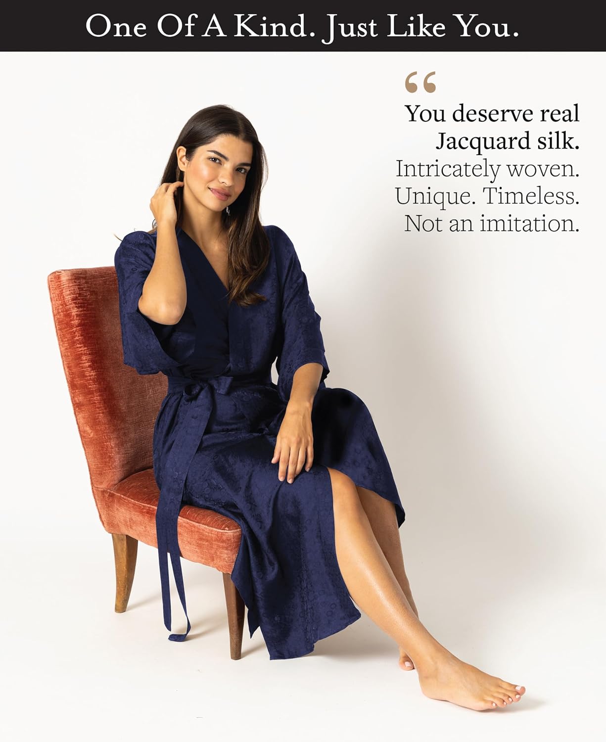 Tara Sartoria Luxury Artisan Silk Kimono Robe for Women, Jacquard, Washable, XS–4XL, Oprah Daily 2025 - Image 5