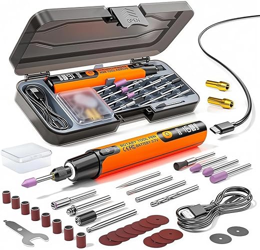 Verilux® Mini Cordless Rotary Tool Kit with 34Pcs Accessories, 5000-16000RPM, 3.7V 6-Speed Adjustable Rotary Tool with LCD...