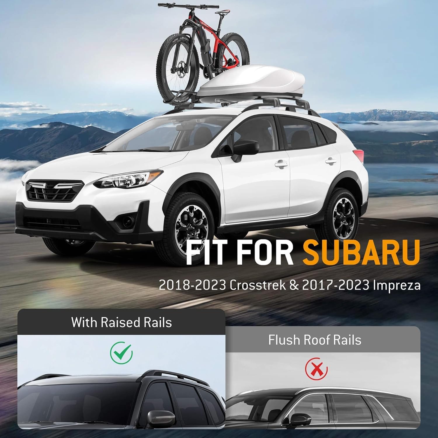 HYR Lockable Roof Rack Cross Bars Compatible with Subaru Crosstrek 2018-2023 & Impreza 2017-2023 with Raised Side Rails, Aluminum Heavy Duty Anti-Theft Roof Rails Crossbars Rooftop Cargo Bars