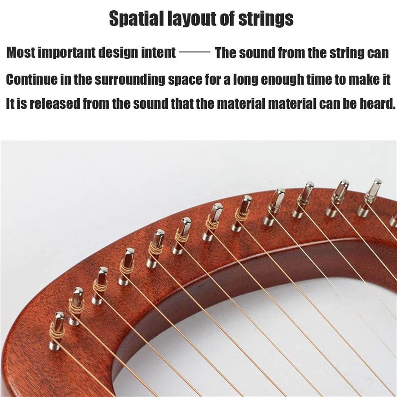 TSTS Lyre Instrument Mahagoni 16 Saite Holz Lyre Harfe Metallsaiten Massivholz String Instrument Mit Tuningschlüssel