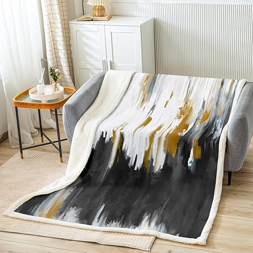 Miniatura 8 de Erosebridal Manta moderna de rayas rojas y negras para cama, manta de forro polar blanco y gris, manta sherpa de línea abstracta, arte estético