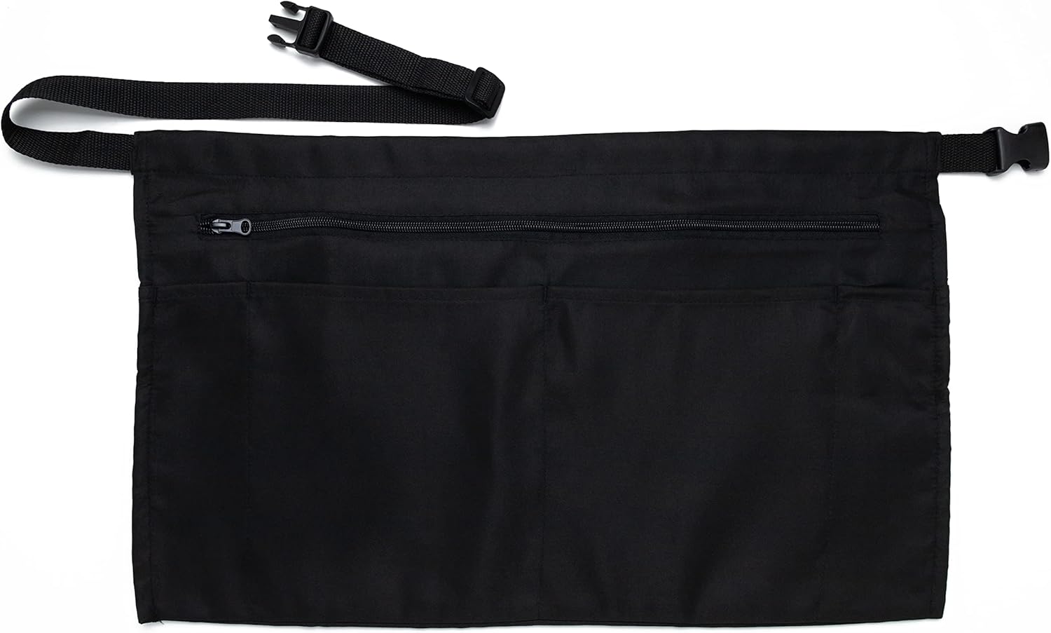 iServ Clip-on Black Half Apron with Zipper Pocket (22x13 inches) Waist Apron. Home| Kitchen| Teacher| Waitress| Server Apron
