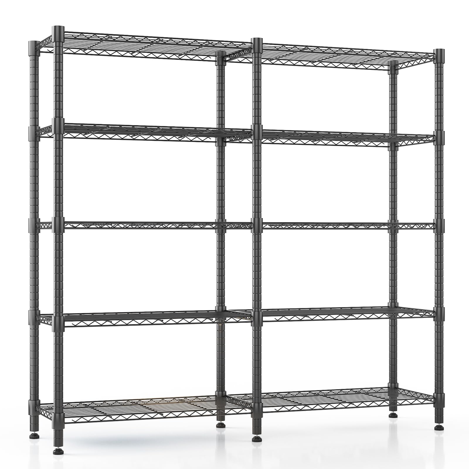 Himimi 5 Tier Heavy Duty Wire Shelving Units, 152W x 35D x 183H cm, Adjustable Metal Storage Unit, Large Capacity Standing Storage Rack Shelves for Garage Pantry Kitchen Shed Utility Room, Black