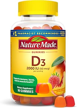 Nature Made Vitamin D3 2000 IU 50 mcg per Serving, 90 Vitamin D Gummies