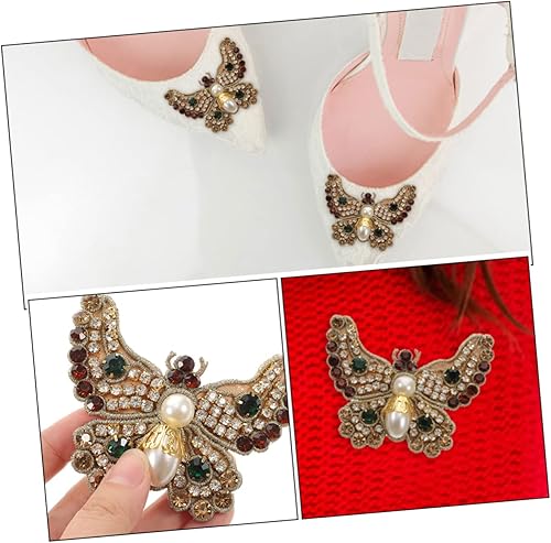 Miniatura 2 de EXCEART 2 parches de apliques de diamantes de imitación en forma de mariposa para decoración de zapatos de sombrero de bricolaje, parches de