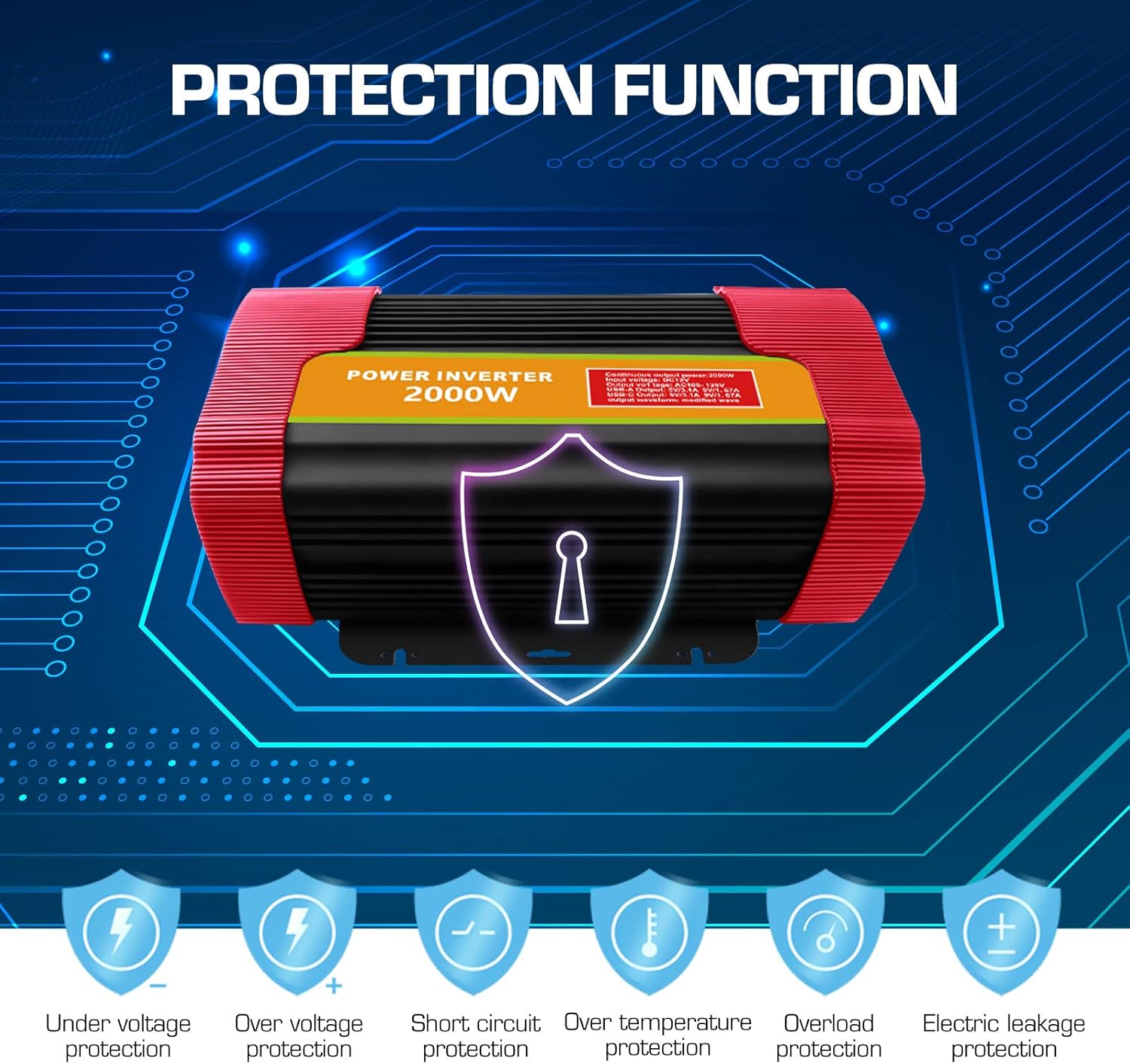 BYGD Power Inverter protection features graphic