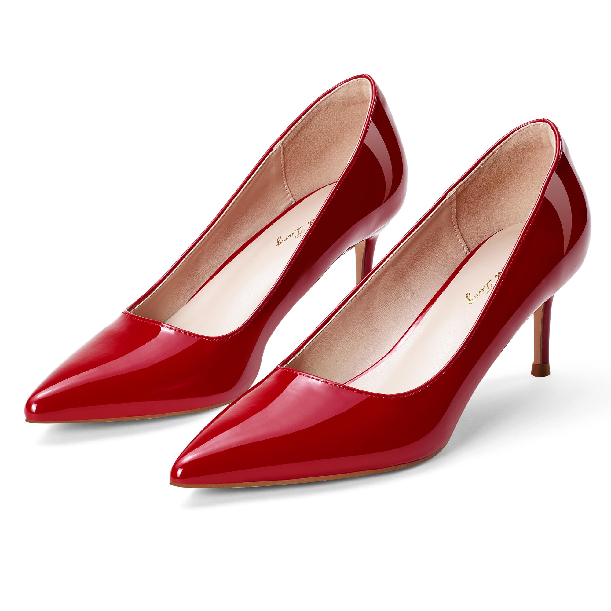 Elisabet Tang Kitten Heel Low Pumps 2.4 Inch Closed Pointed Toe Short Sexy Comfort Women Dressy Shoe at Work Office Date Prom Party Wedding Church