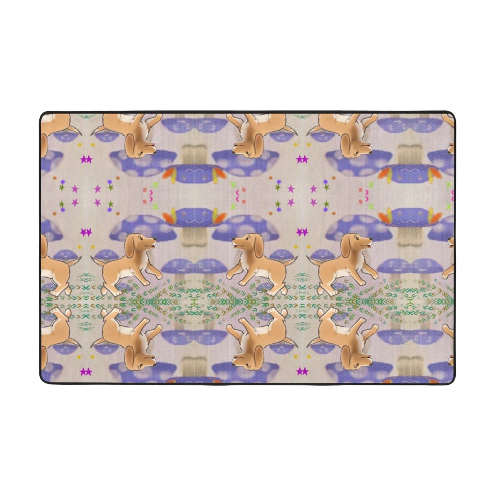 Tapis de sol en flanelle chien et champignon HYTTER 91x61 cm