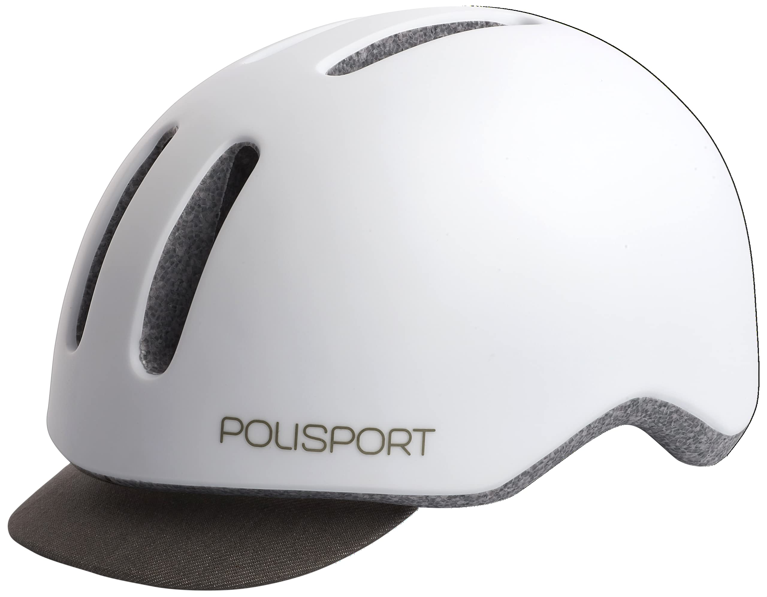 POLISPORT 8740700001 - Casco Commuter Bicicleta Urbana Ciudad para Hombres y Mujeres Ajustable Talla M (54-58cm) con Visera y certificación CE en Color Blanco Mate/Gris