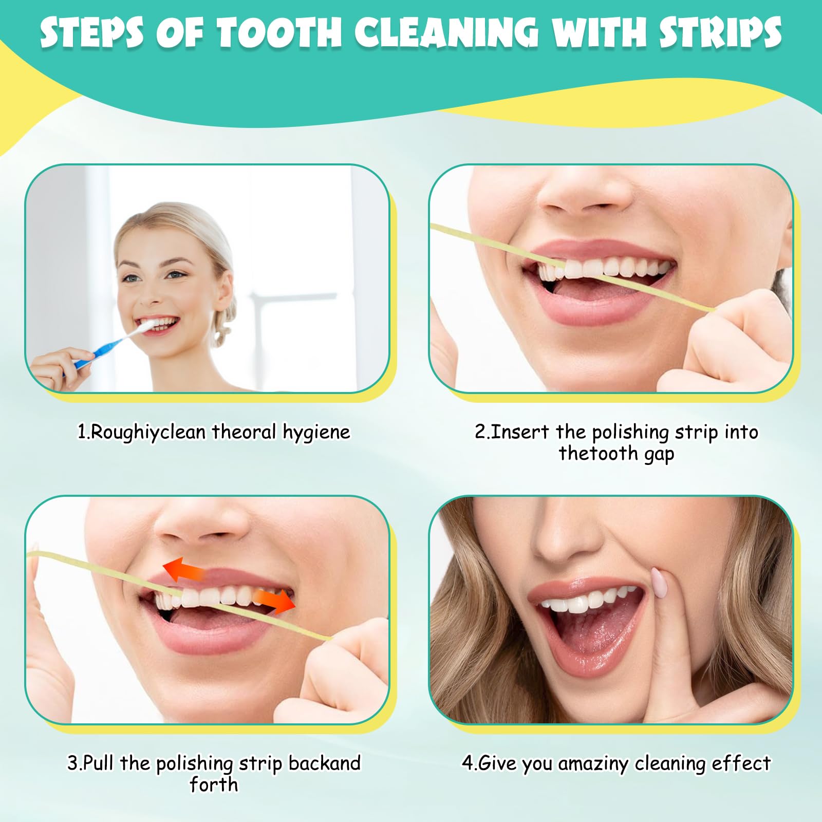 Tira de Pulido Dental Abrasivo, 75 Piezas Bandas para Lijado de Dientes, Limpieza Profunda y Pulido (Amarillo + Verde)