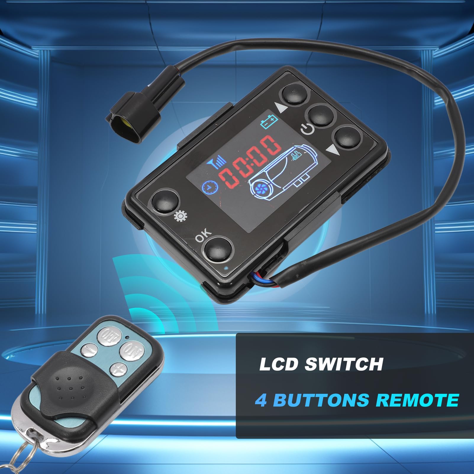Interruptor de calefacción LCD con Mando a Distancia, 12 V/24 V, 3 KW/5 kW, regulador de calefacción de Aire diésel