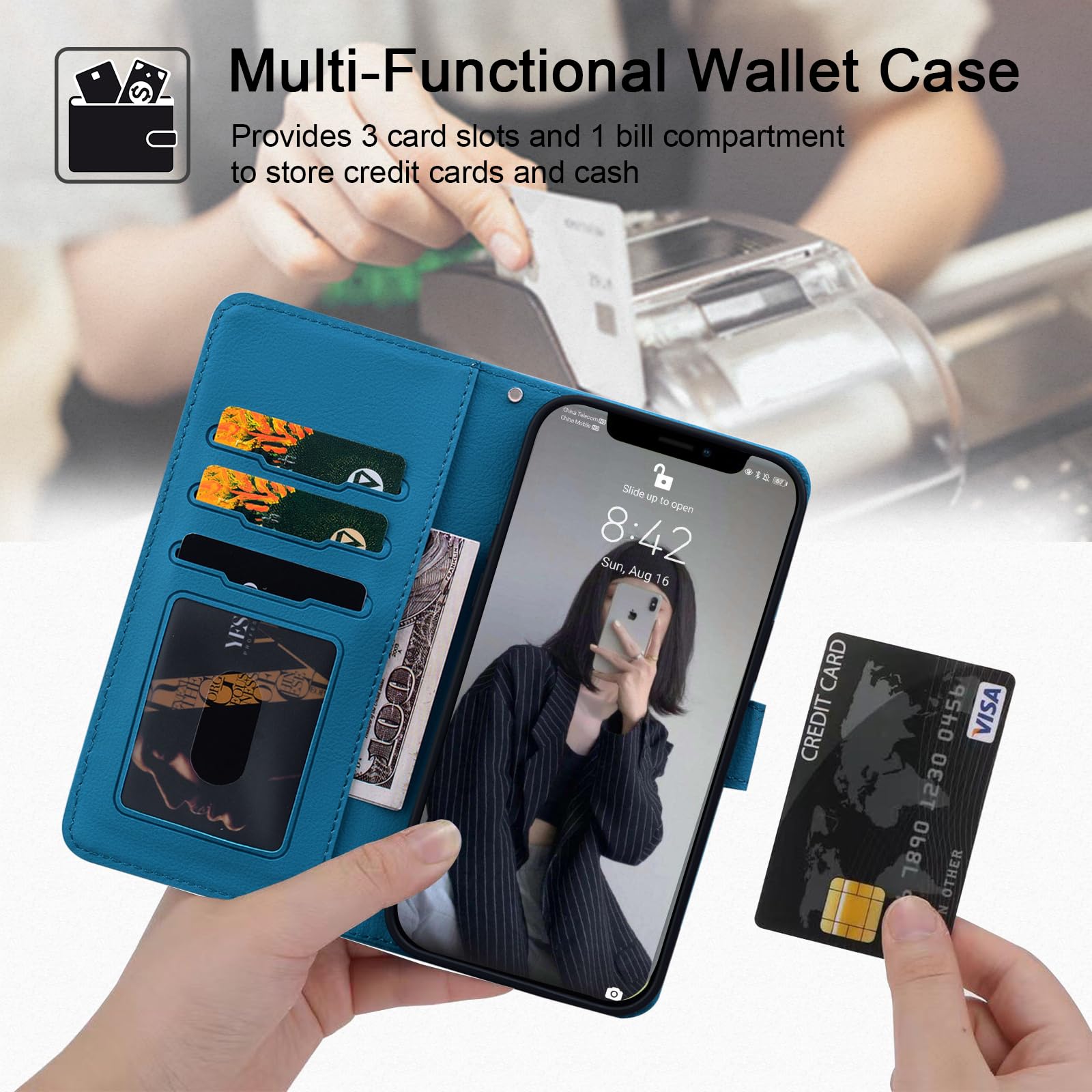 Dteck For IPhone 16 Pro Wallet Case For Women, IPhone 16 Pro Case With - View #3