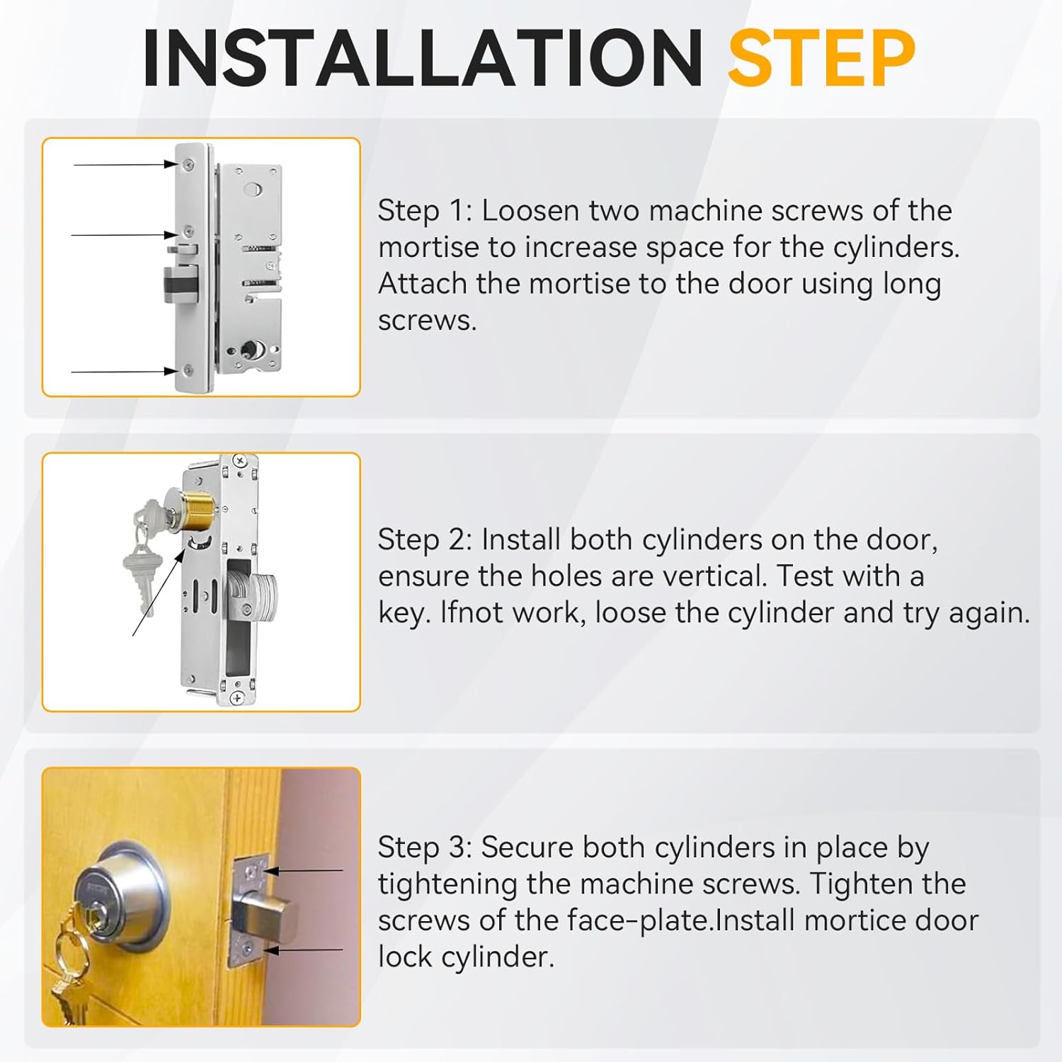 2 Pack Brass Mortise Cylinder Lock with SC Keyway, 1 Inch Length Keyed Standard SC1 Keyway, Standard Commercial Door Replacement Lock Mortise Cylinder for Home Aluminum Door