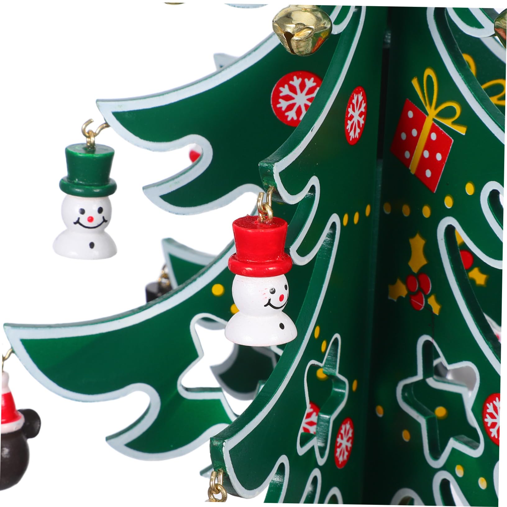 2 Piezas Mini Árbol de Navidad de Madera con Adornos Decoración de Mesa para Fiesta Navideña Centro de Mesa Festivo Diseño Artesanal Detallado y Natural