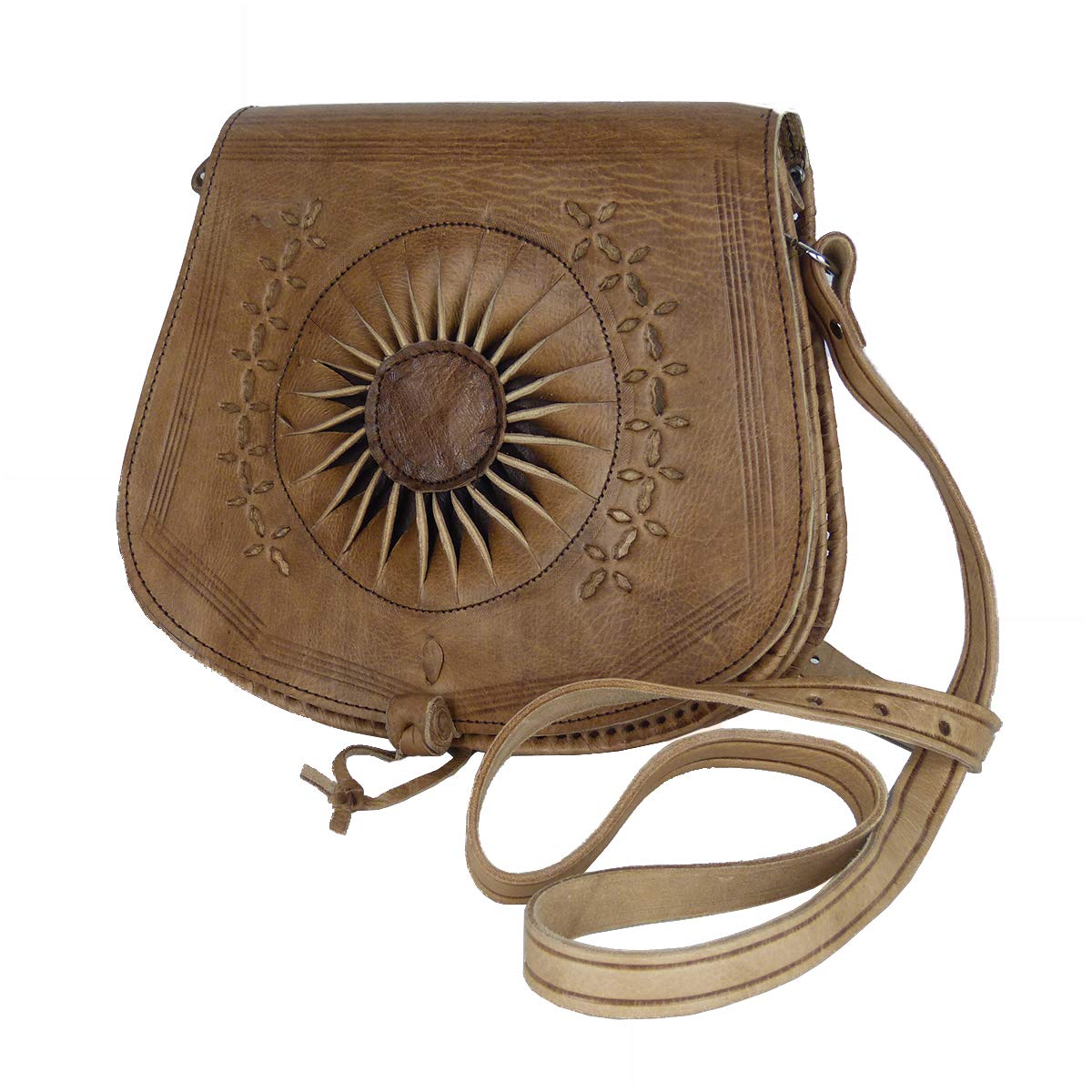 Simandra Leder-Tasche „Zahra“ 25x28cm in braun • marokkanische Umhängetasche • Handtasche 100% Handarbeit • verstellbarer Schultergurt & 2 Fächern Aktentasche Bürotasche Abendtasche