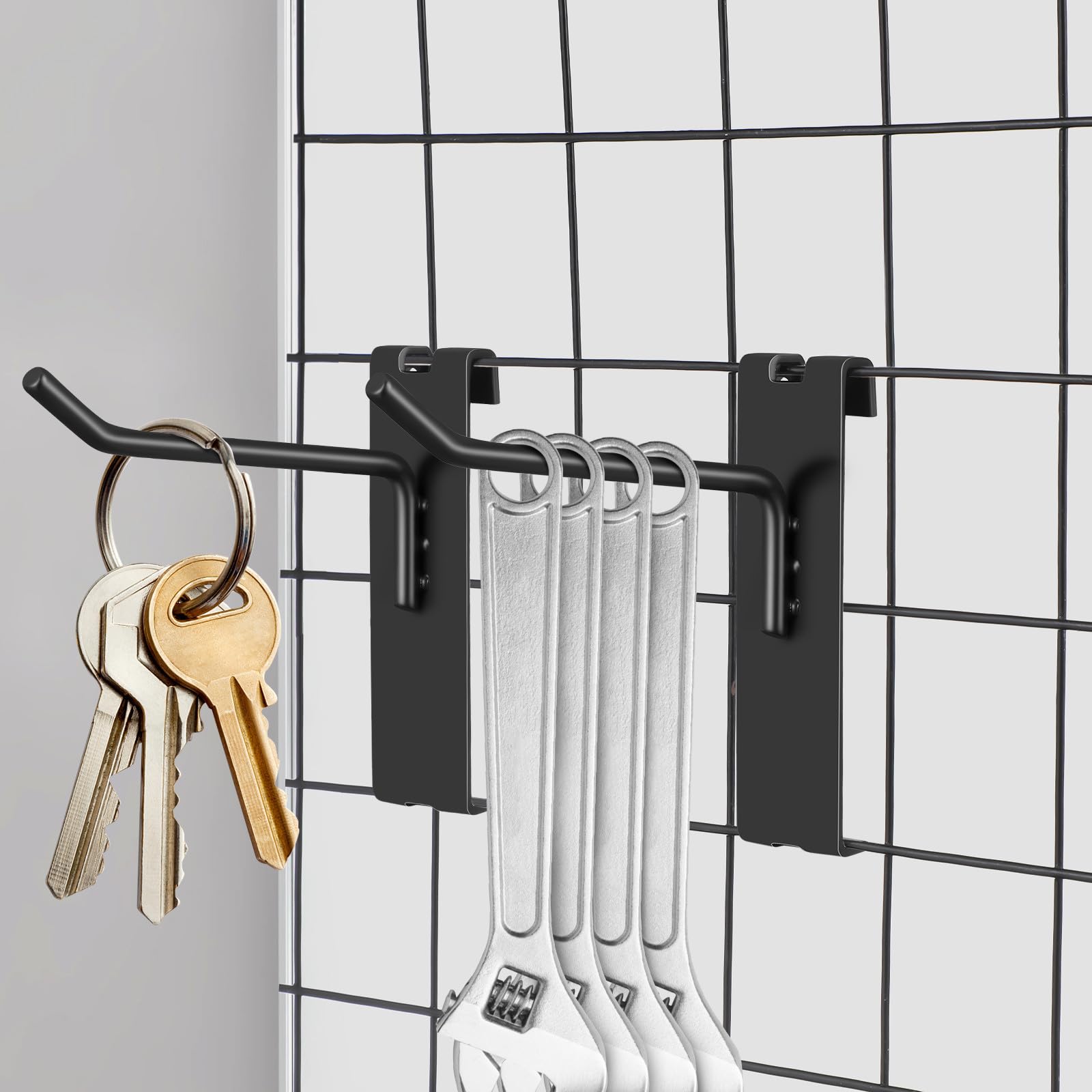 Robuste Metallhaken und Verdicktem Pedal 12 Stück zum Aufhängen Universalhaken aus Eisen mit Gebogenem Verschluss für Gitterwand und Drahtregale für Einzelhandel und Präsentation