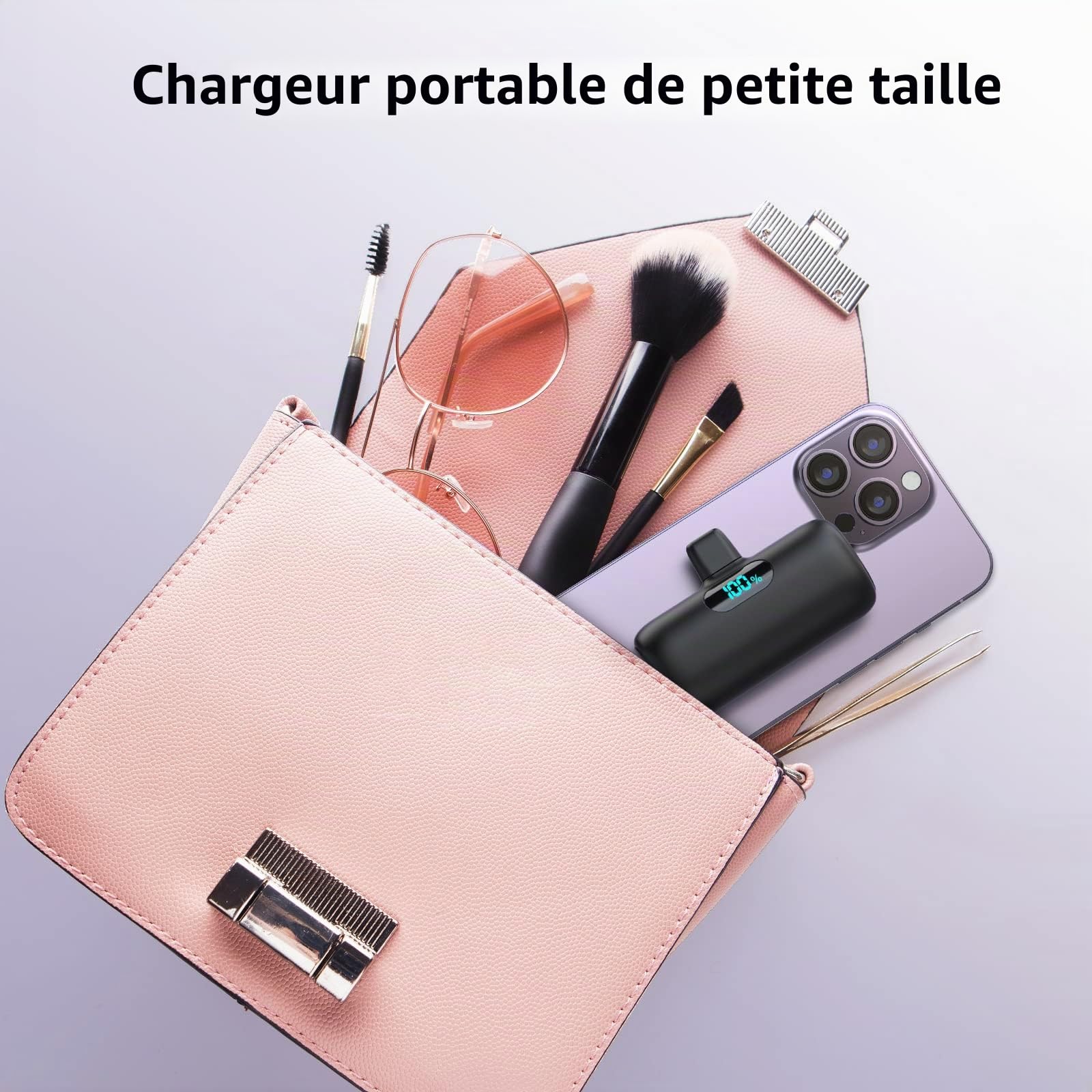 Feob Batterie Externe USB C 5000mAh, 15W 3.0A Charge Rapide Chargeur Portable Mini Power Bank avec Écran LCD Compatible avec iPhone 17/16/15, Samsung S24/S23/S22/, Note/Huawei/Moto/LG/Pixel,USB C etc