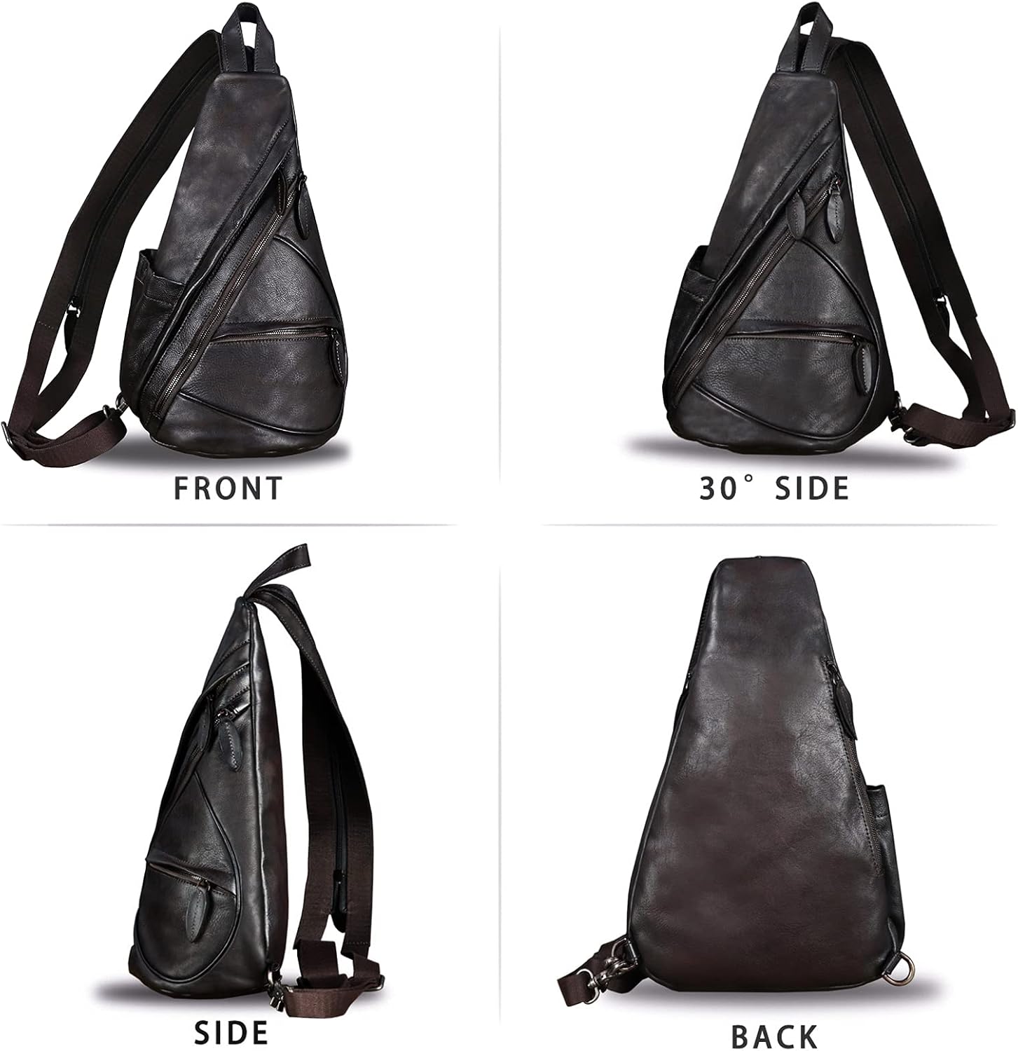 Genuine Leather Sling Bag for Men and Women - Vintage Sling Backpack Shoulder Crossbody Chest Bag for Ipad