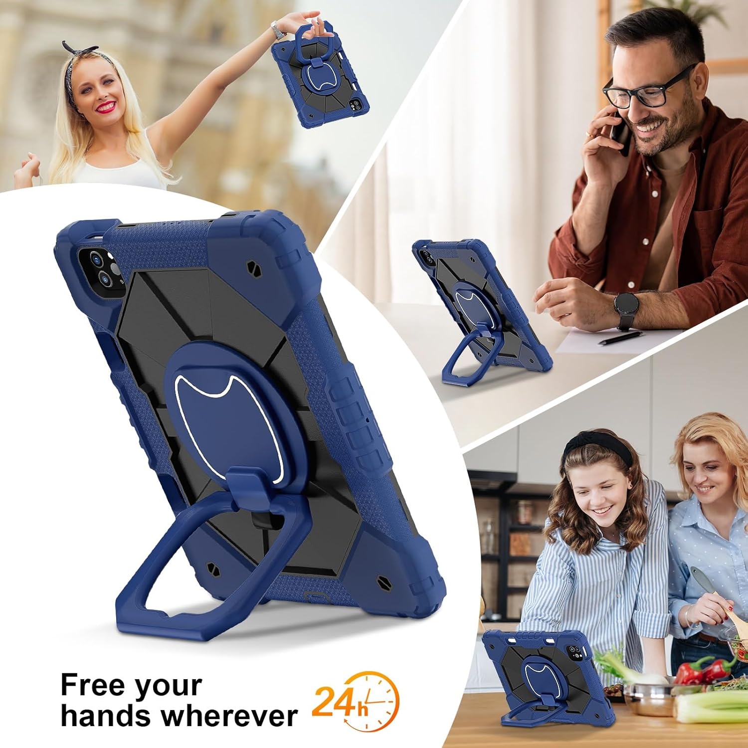 Tablet PC Bags Cases Sleeves Case Compatible with iPad 11 （2018/ 2020/2021/2022）Air4 10.9（ 2020 Air5 10.9（ 2022)/ iPad air 2022 Sturdy Shockproof Cover,Protective Case W 360 Swivel Kickstand+Hand Stra