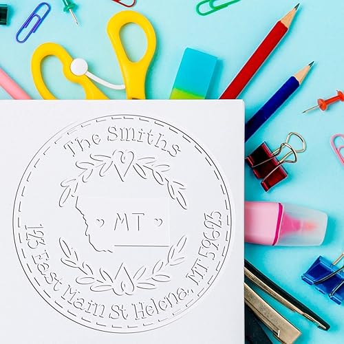 Miniatura 50 de Round State Love - Sello de dirección de devolución para Texas, uso con almohadilla de sello, mango de madera, sello de dirección de Texas