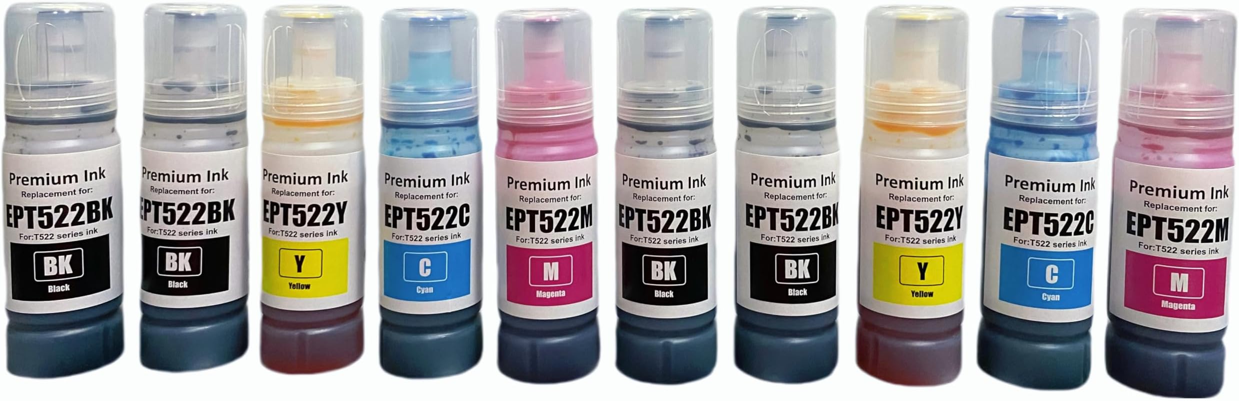 522 Ink Refill Bottles Compatible for 522 Refill Ink Bottle (Not Sublimation Ink) Use for EcoTank ET-2803 ET-2800 ET-2720 ET-4800 Printer 10 Pack (4BK 2C 2M 2Y)