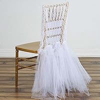 Vista 1 de Efavormart - 10 piezas de falda tutú para silla de encaje blanco y tul, decoración de silla para eventos de boda
