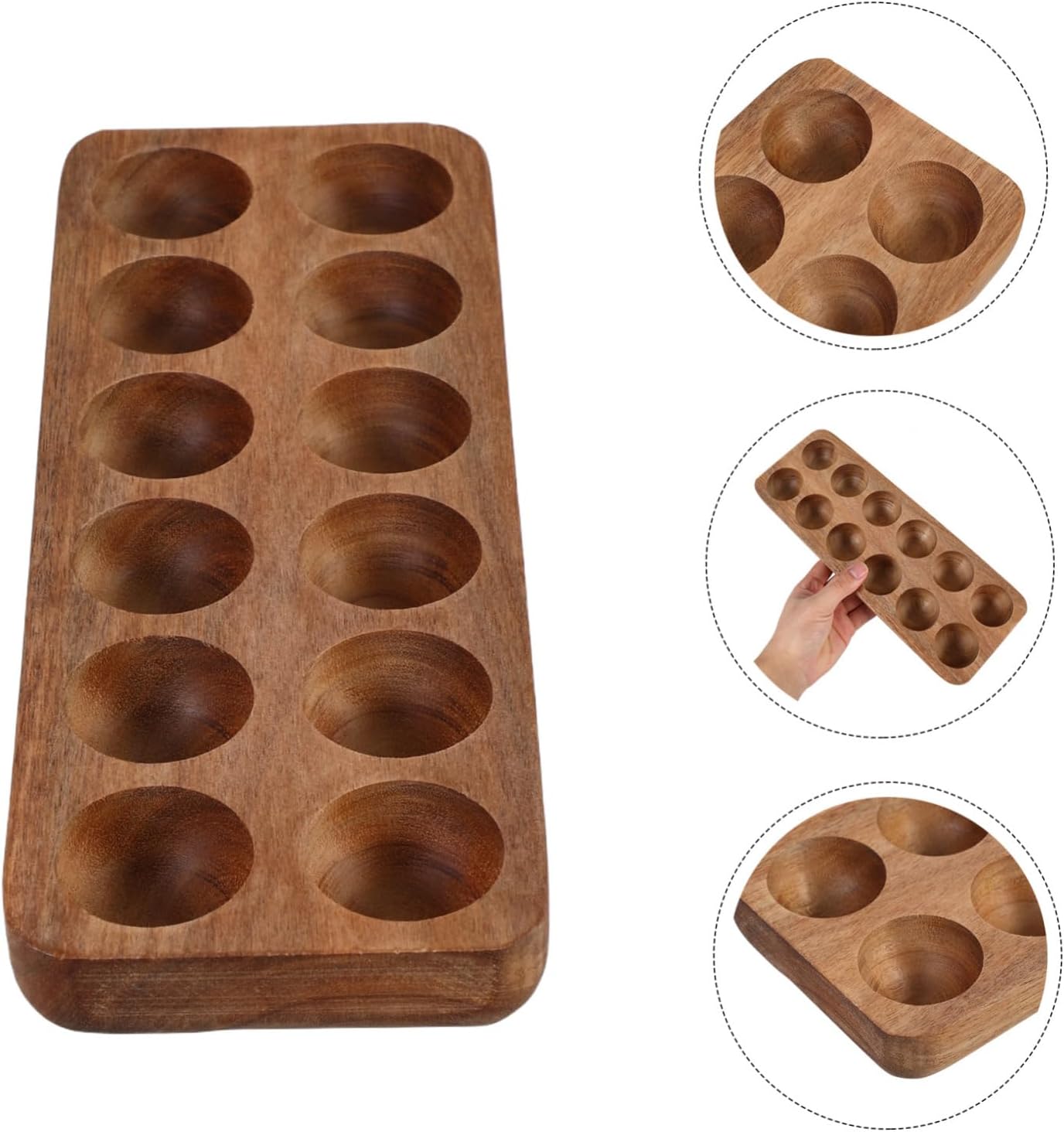 MAGICLULU 12Holes Farmhouse Kitchen Wood Egg Holder Countertop Organizer for Eggs and Design for Refrigerator Storage and Efficient Organization