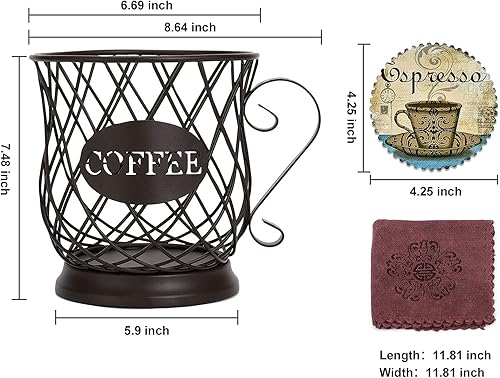 Miniatura 2 de Paquete de 3 soportes organizadores de cápsulas de café con tapete para tazas y paño suave, soporte para cápsulas de gran capacidad, cesta de