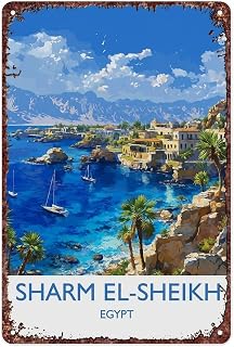 SXUZUSF Sharm El-Sheikh Travel Poster Metal Sign-For Home, Bedroom, Office, Bathroom Wall Decor And Measures 12x8 Inch