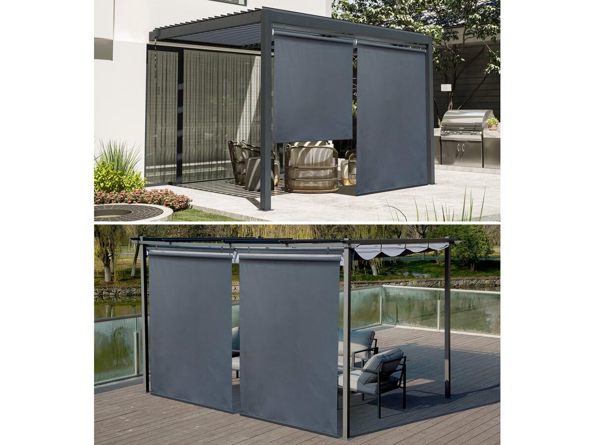 Lot de 2 Stores rétractables pergola - 124 x 225 cm - Gris Anthracite