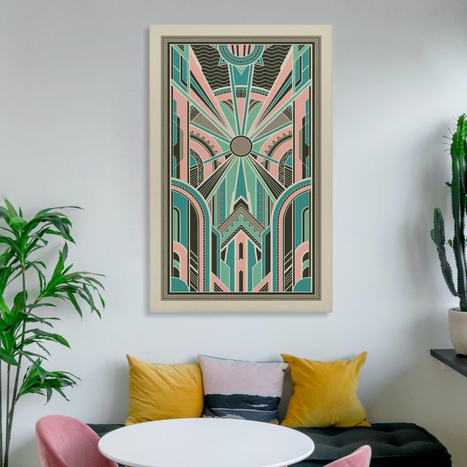 Art Deco Print,Pink Green Print,Pink Blue Art Deco, Deco, Pink