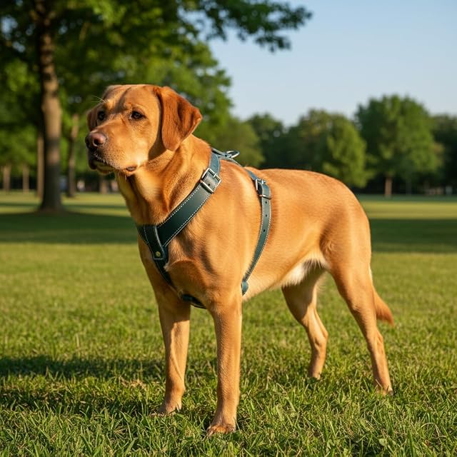 Foto 2 de 5 de JACK AND VANILLA, Arnés de Piel Resistente para Perro, Ajuste Personalizado 65-90 cm, Color Gris Elegante