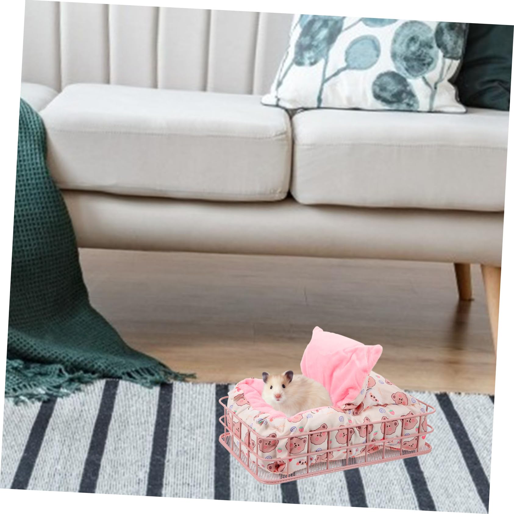 VICASKY Letto per Criceti in Ferro Rosa, 2 Pezzi, Stile Decorativo | Cincillà e Furetto, Uso Quotidiano, Pratico e Resistente All’usura, Imbottitura in Cotone
