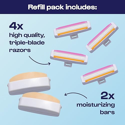 Miniatura 7 de Alleyoop Maquinillas de afeitar de viaje portátiles para mujeres, perfectas para retoques sobre la marcha, incluye cuchillas recargables, barra