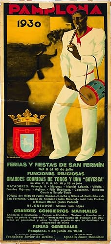 Pampelune Feast San Fermin 1930 Poster Reproduction 50 x 70 cm on Luxury Paper 300 g High Quality All Sizes Available Contact Us