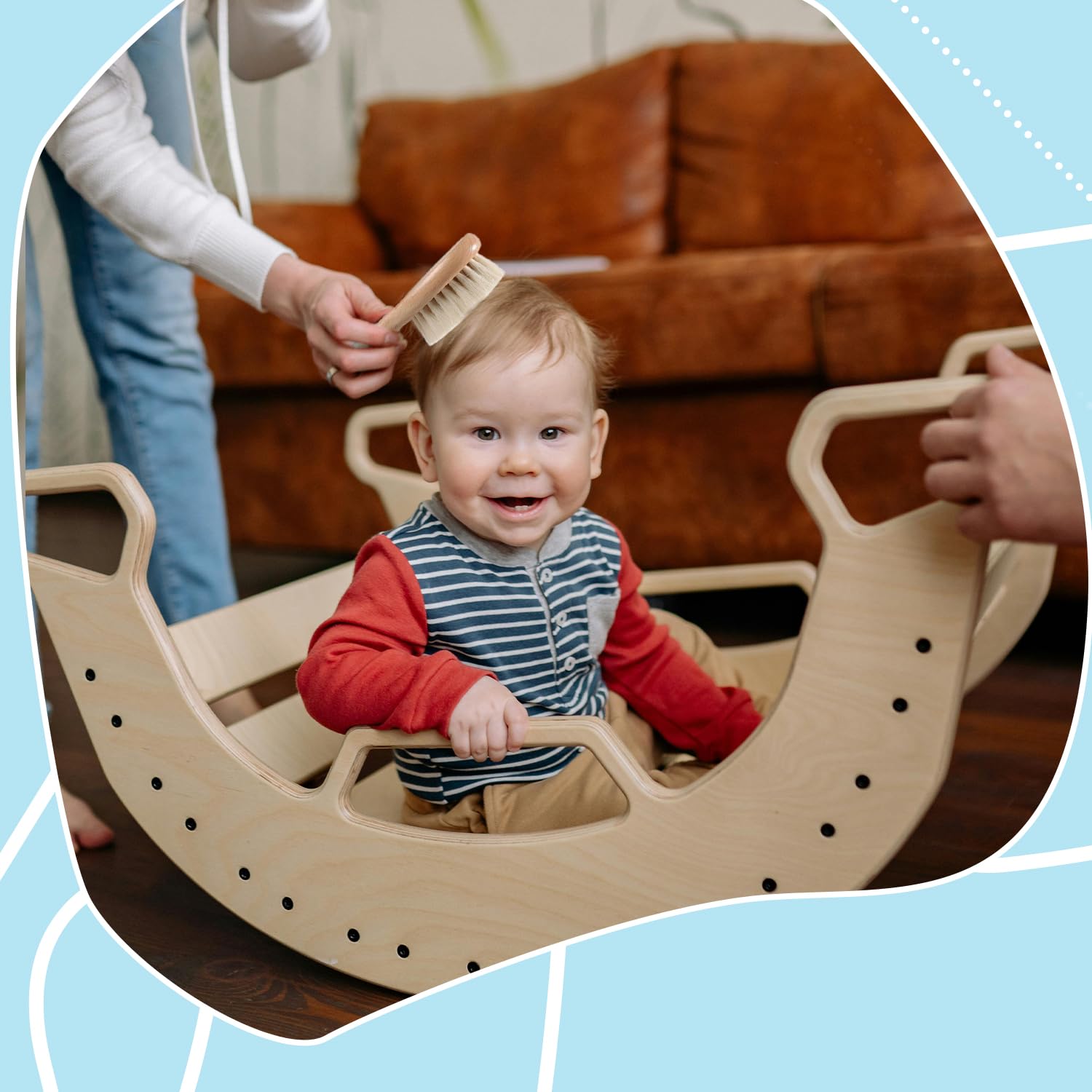 BOMUMVITA Babyhaarbürste und Kamm Set mit weichen Ziegenborsten | Holz-Babyhaarbürsten-Set für Neugeborene und Kleinkinder, gut für Wiegenkappe, Jungen, Mädchen, Badezubehör