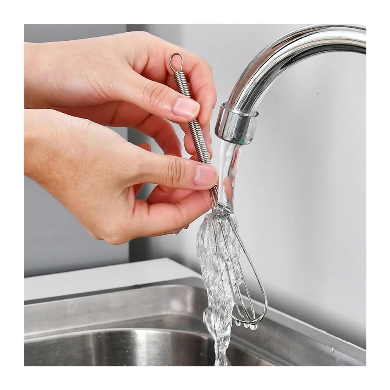 2 Pezzi Frusta Lunga 18 cm, 304 Acciaio Inossidabile Manuale for Uso Domestico Piccolo Bastone di miscelazione, Manico a Molla Frusta for Uova, Panna montata